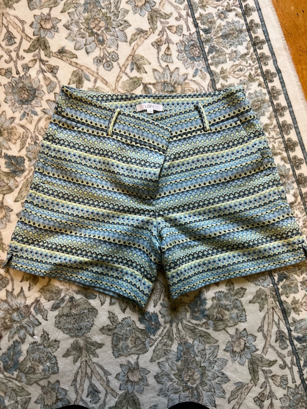 LOFT Blue and Green Geometric Patterned Women's Shorts